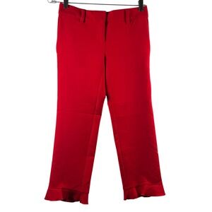 JUBILEE Red Ruffle Hem Cropped Pants Womens